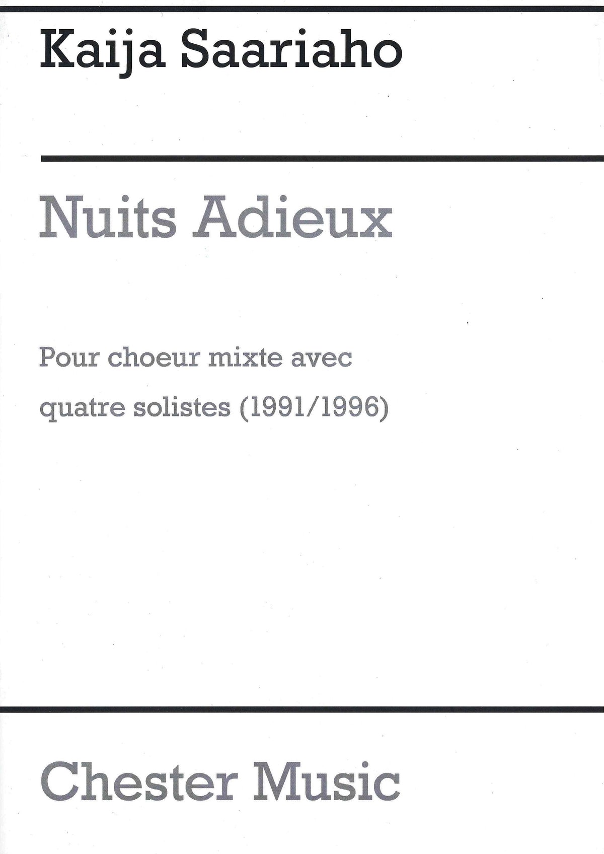 Saariaho: Nuits, Adieux