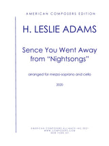 H.L. Adams: Sence You Went Away (arr. for mezzo & cello)