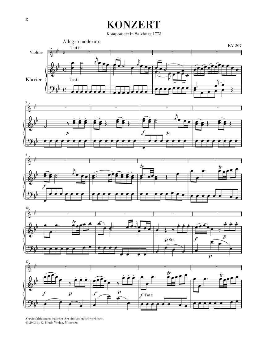 Mozart: Violin Concerto No. 1 in B-flat Major, K. 207