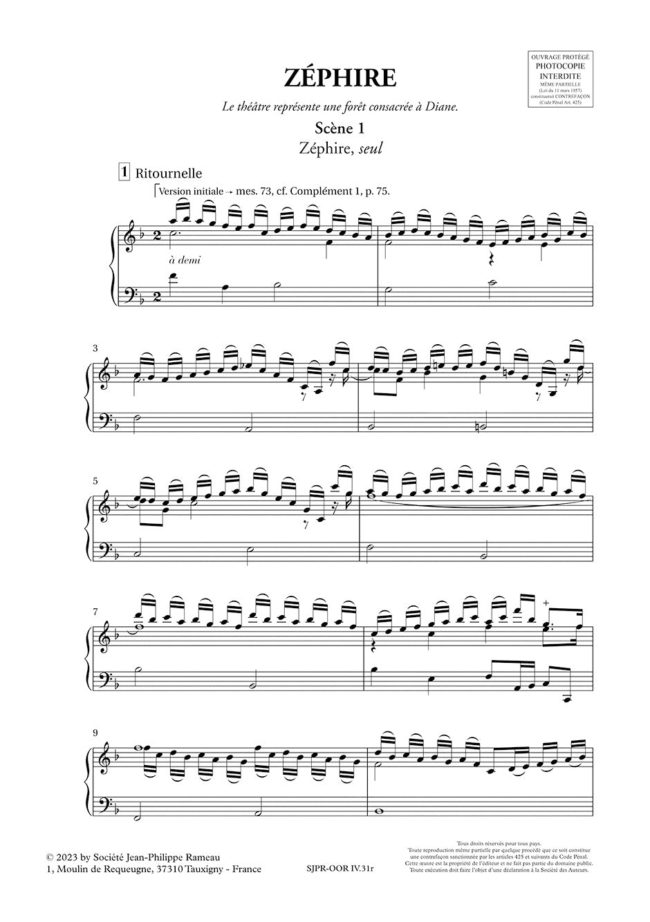 Rameau: Zéphire, RCT 61