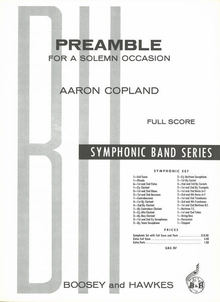 Copland: Preamble for a Solemn Occasion (arr. for concert band)