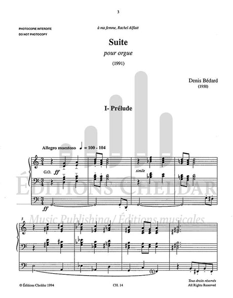 Bédard: Suite for Organ