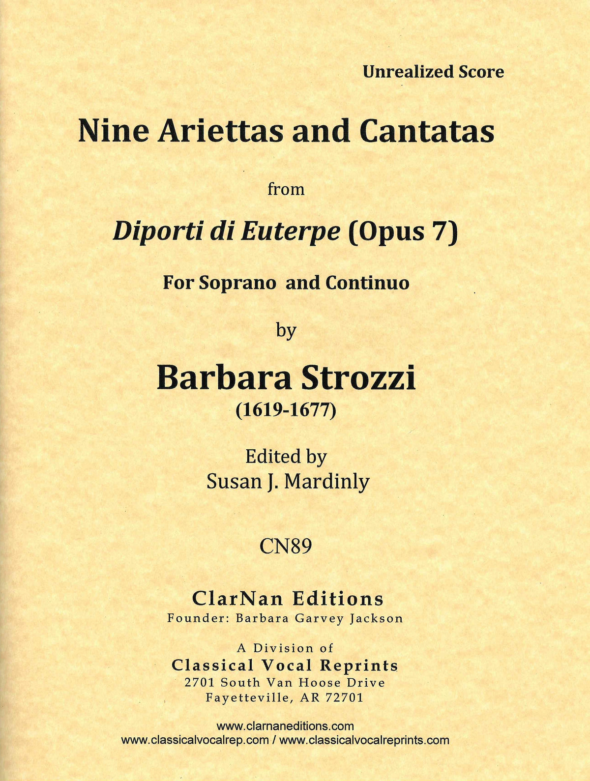 B. Strozzi: 9 Ariettas and Cantatas from "Diporti di Euterpe", Op. 7