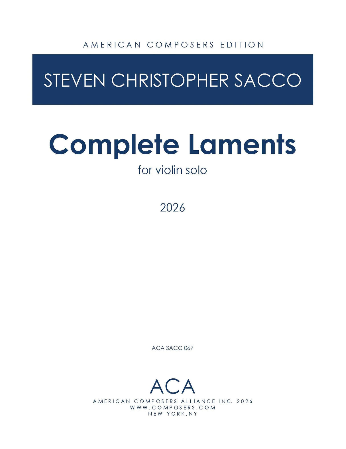 Sacco: Complete Laments