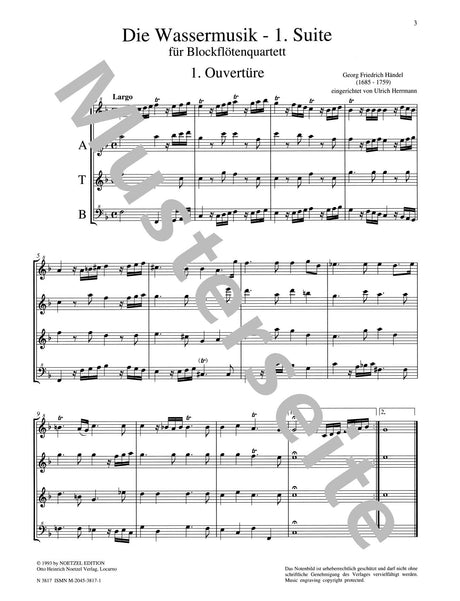 Handel: Water Music, HWV 348 (arr. for SATB recorder)