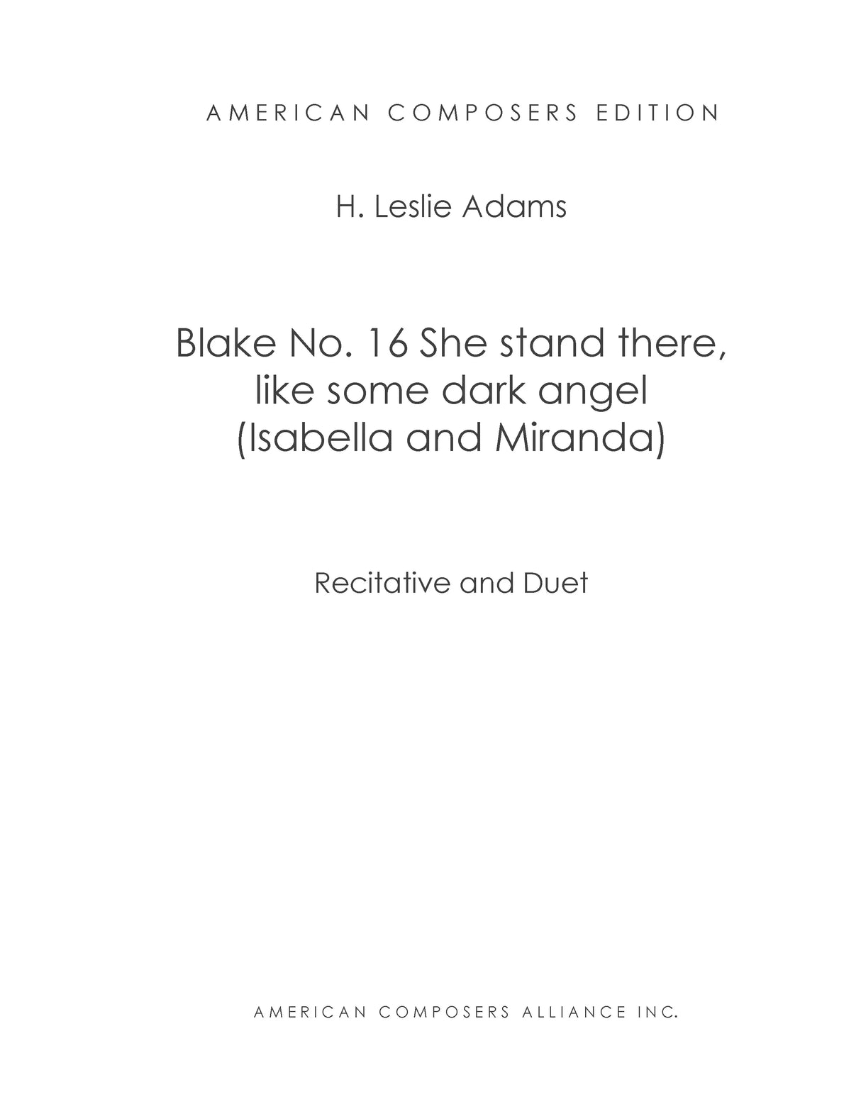 H.L. Adams: She Stand There Like Some Dark Angel