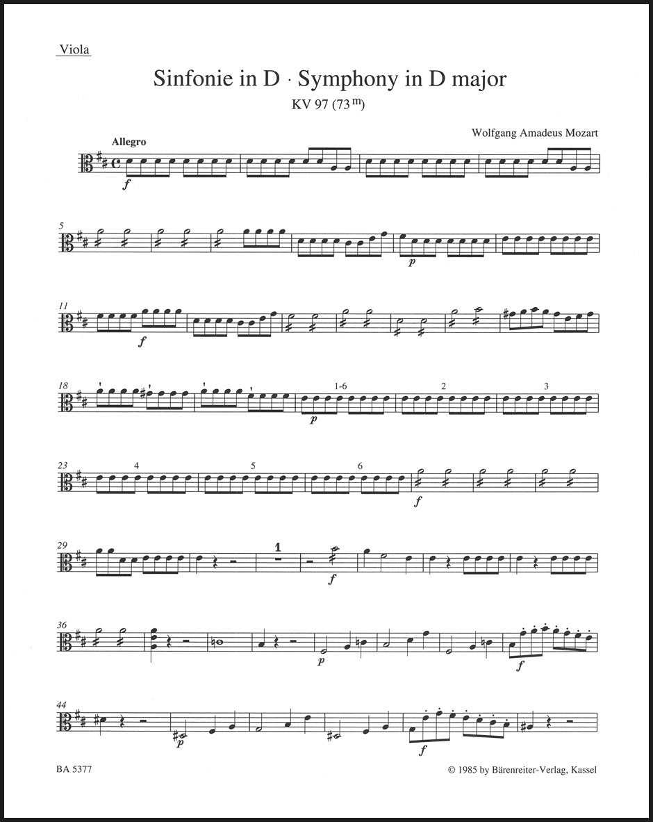 Mozart: Symphony No. 47 in D Major, K. 97 (73m)