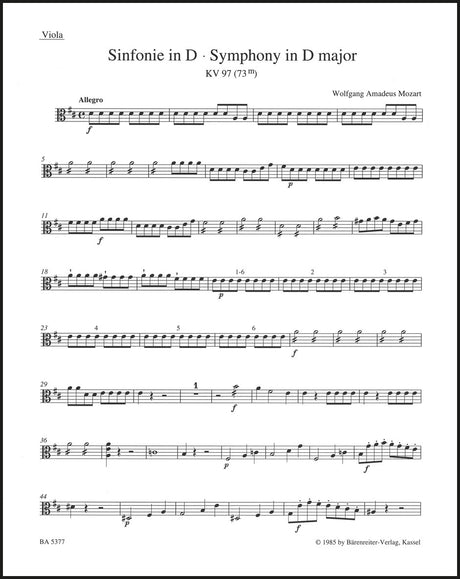 Mozart: Symphony No. 47 in D Major, K. 97 (73m)