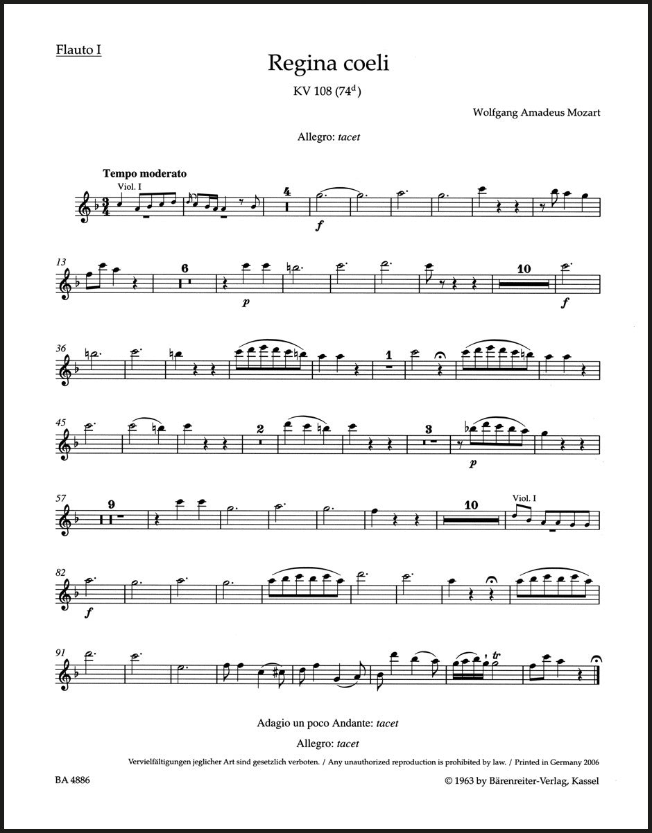 Mozart: Regina coeli, K. 108 (74d)