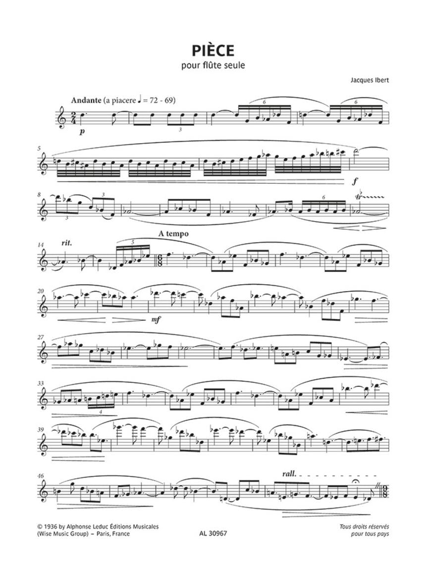 Ibert: Piece for Solo Flute – Ficks Music