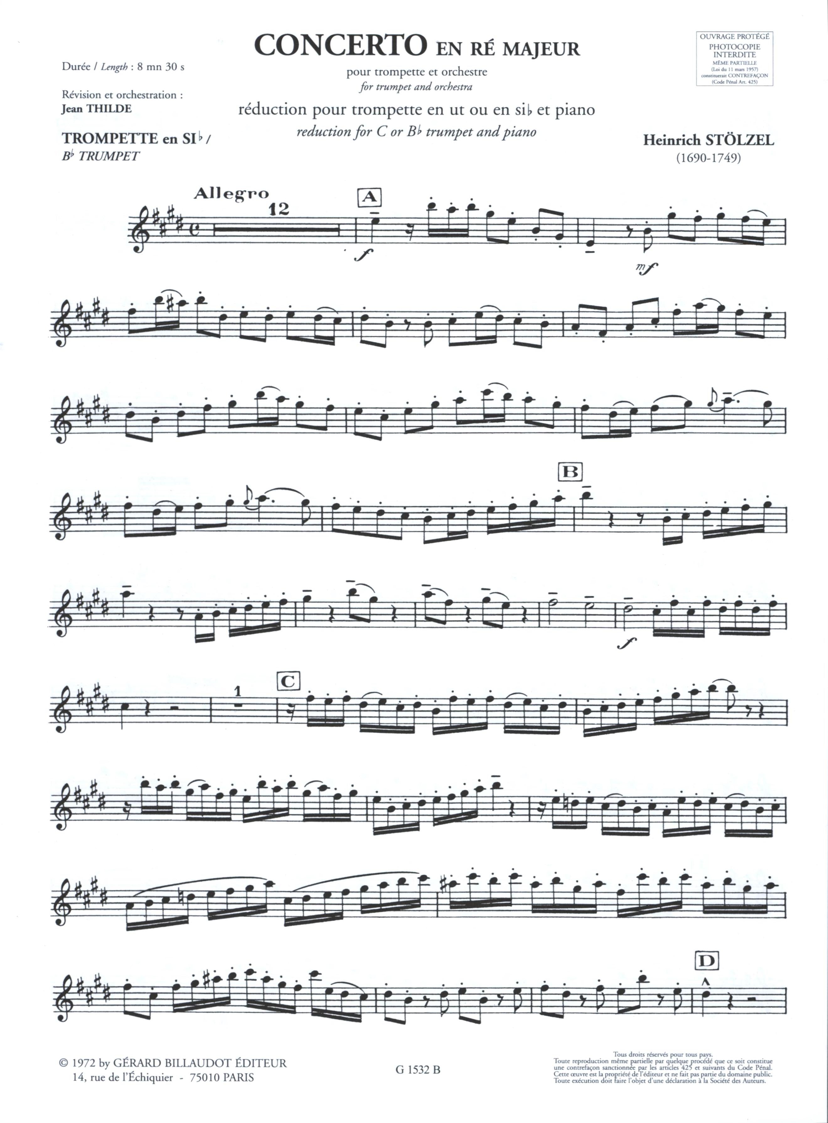 Stölzel: Trumpet Concerto in D Major – Ficks Music