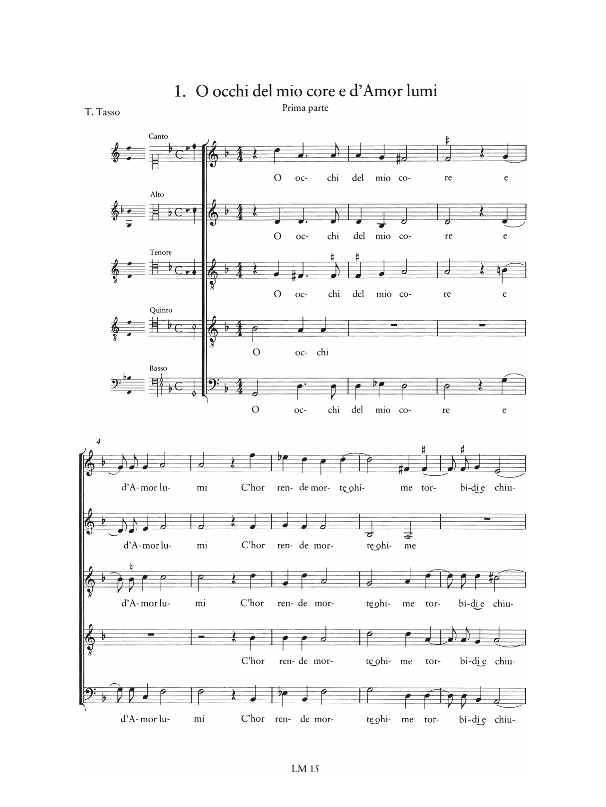 Marenzio: L'ottavo libro de' madrigal a cinque voci (1598)