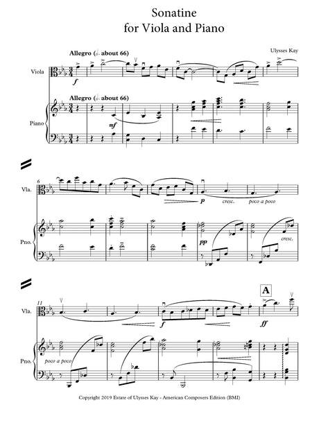 Kay: Sonatine for Viola & Piano