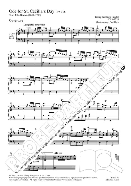 Handel: Ode for St. Cecilia's Day, HWV 76