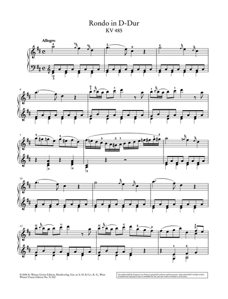 Mozart: Rondo in D Major, K. 485