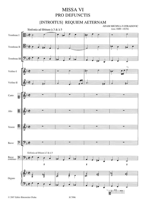 Michna: Sacra et litaniae - Missa pro defunctis