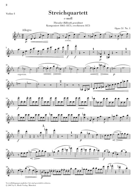 Brahms: String Quartets, Op. 51