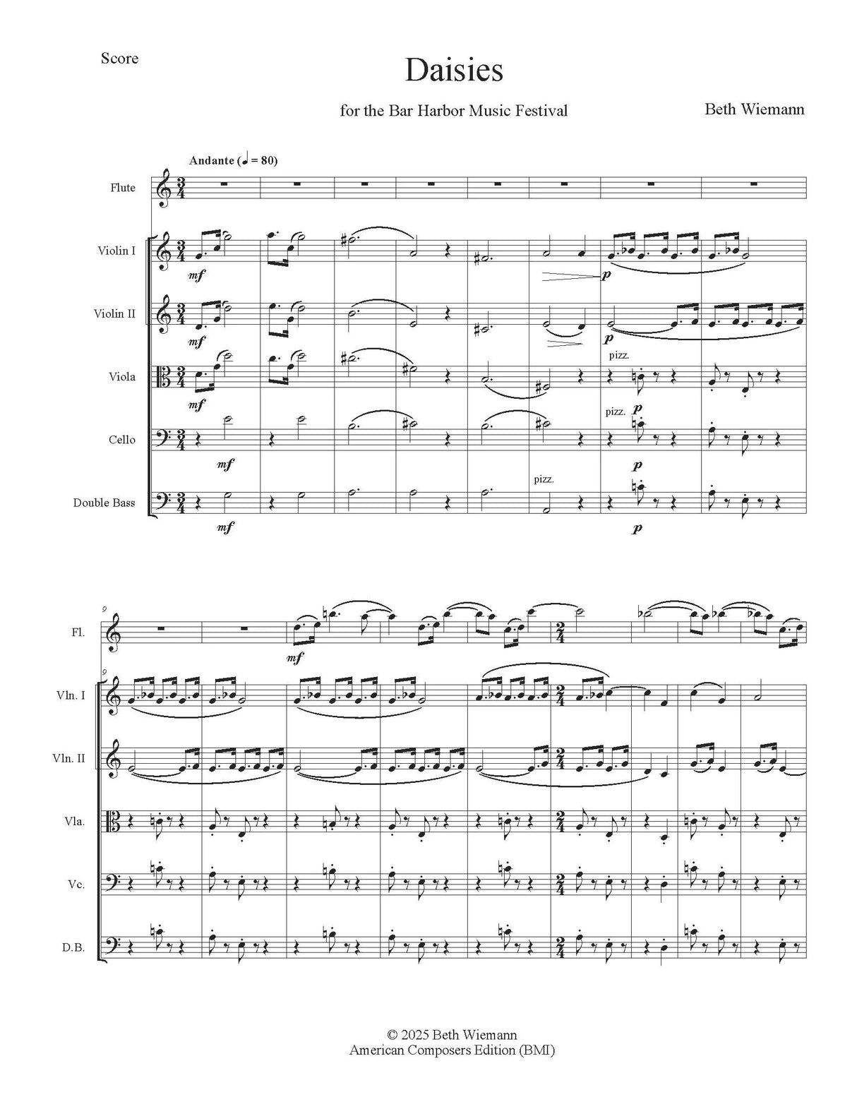 Wiemann: Daisies (Version for Flute & String Orchestra)
