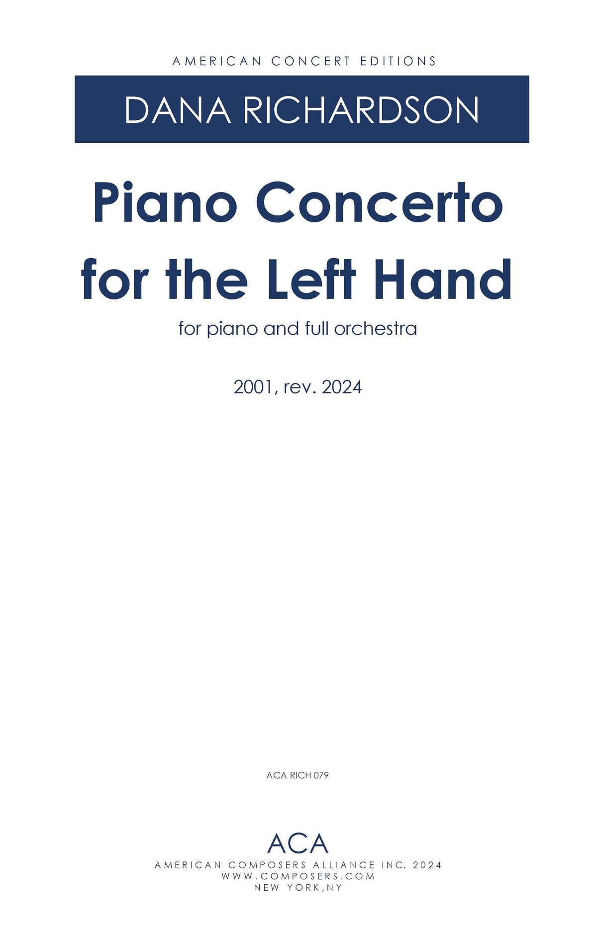 D. Richardson: Piano Concerto for the Left Hand