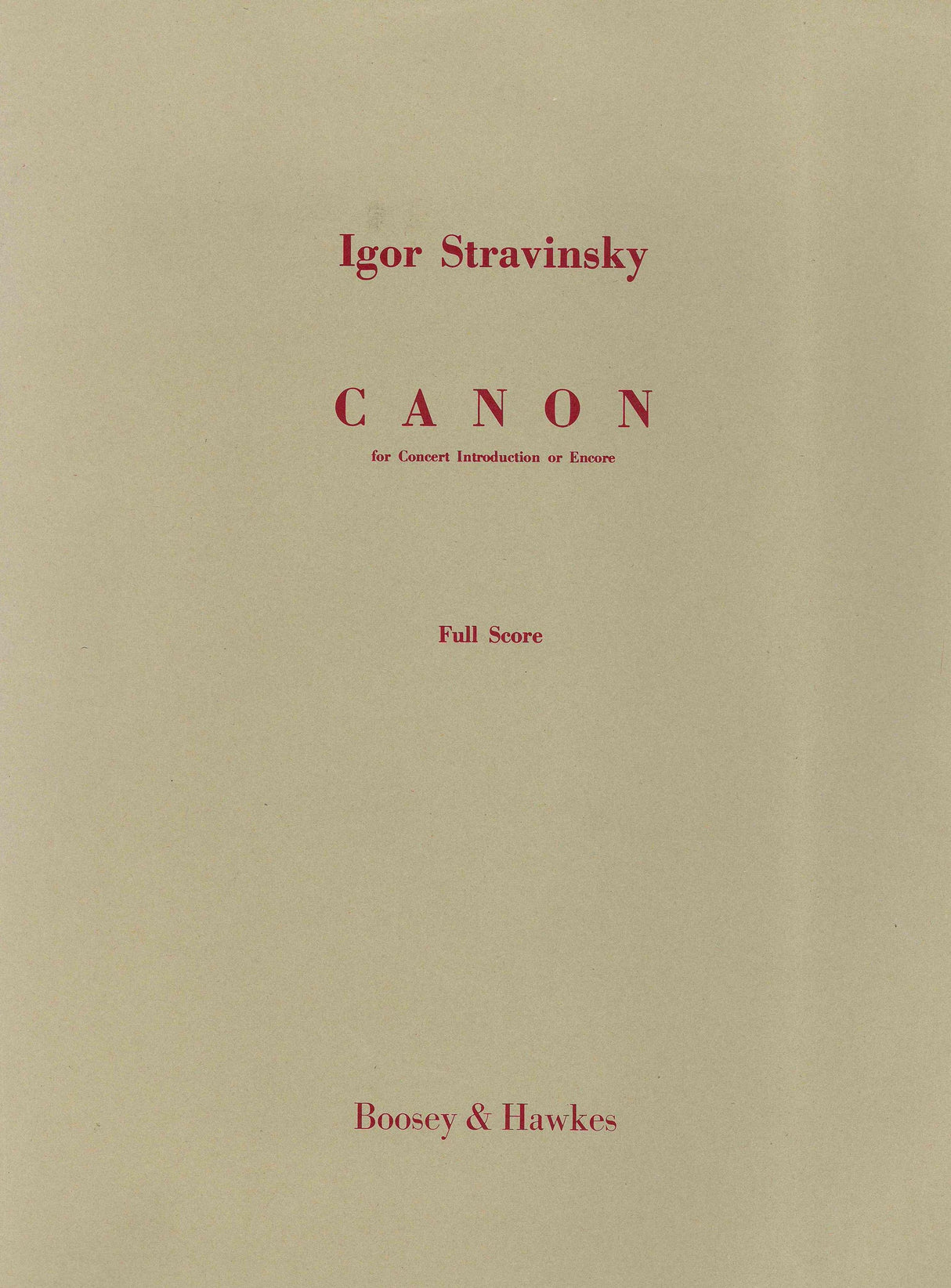 Stravinsky: Canon on a Popular Russion Tune