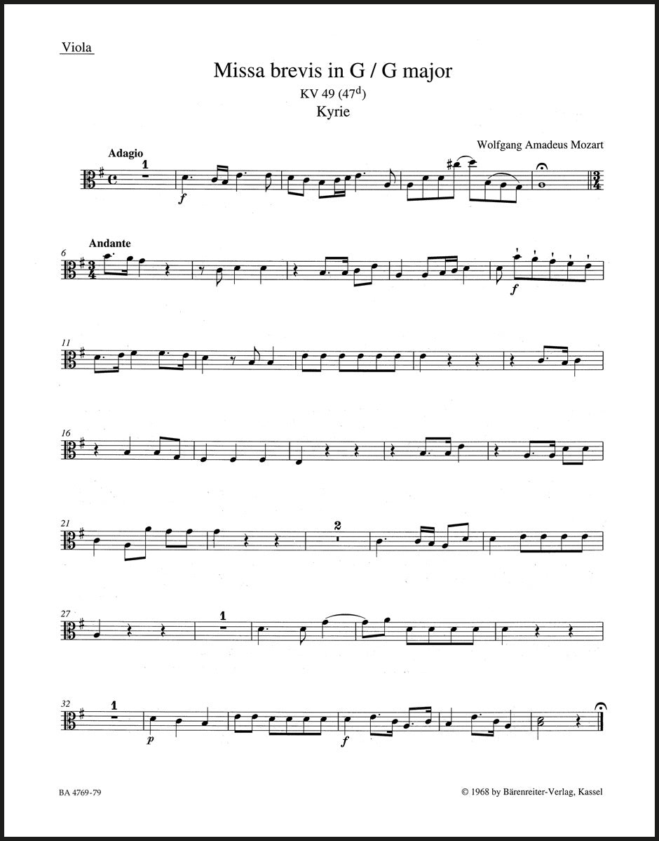 Mozart: Missa brevis in G Major, K. 49 (47d)