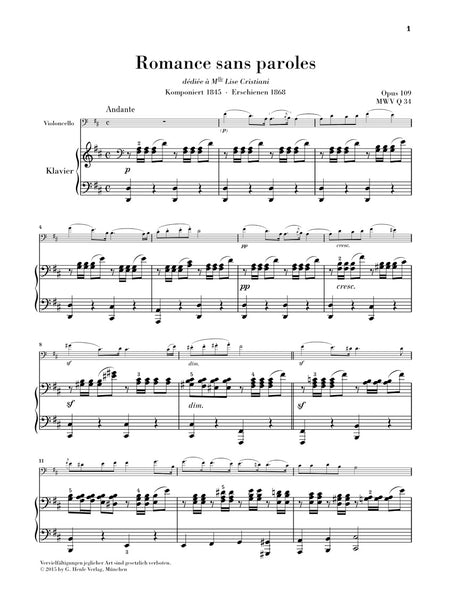 Mendelssohn: Song without Words, Op. 109