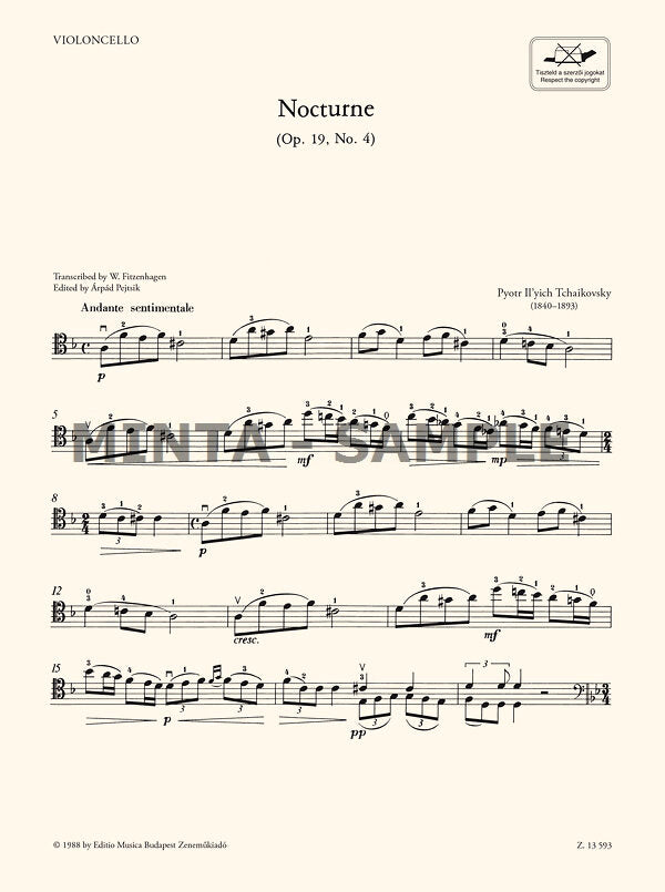 Tchaikovsky: Nocturne, Op. 19, No. 4 (arr. for cello & piano)