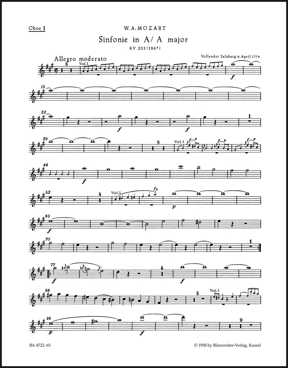 Mozart: Symphony No. 29 in A Major, K. 201 (186a) – Ficks Music