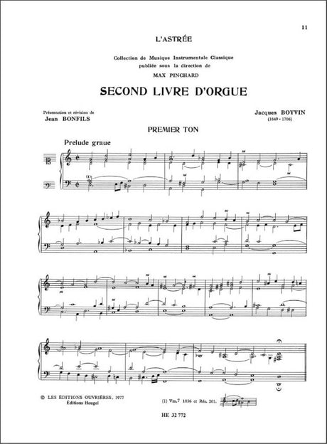 Boyvin: Livre d'Orgue No. 2 - Volume 1 (1st & 2nd tones)