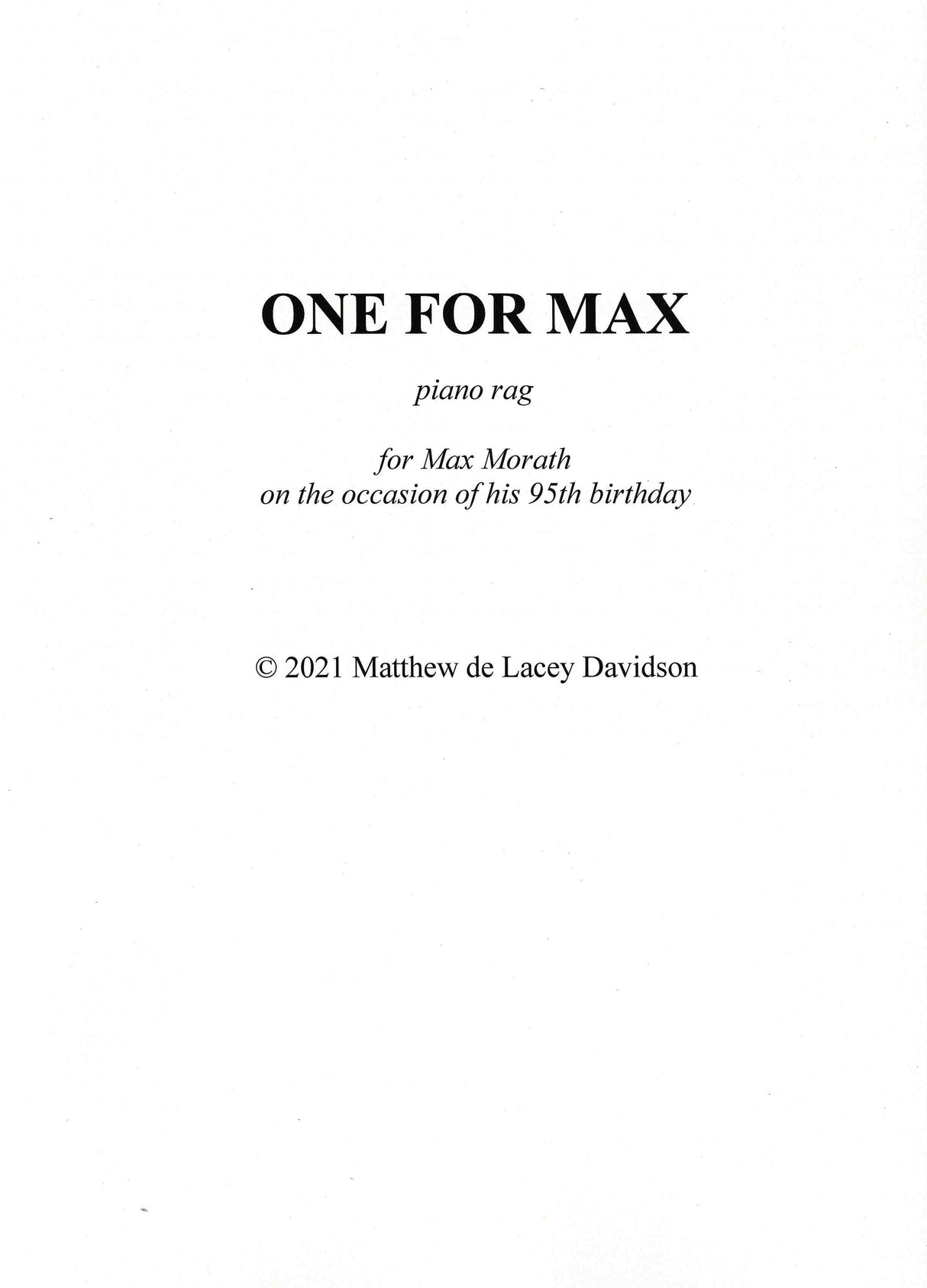 Davidson: One for Max