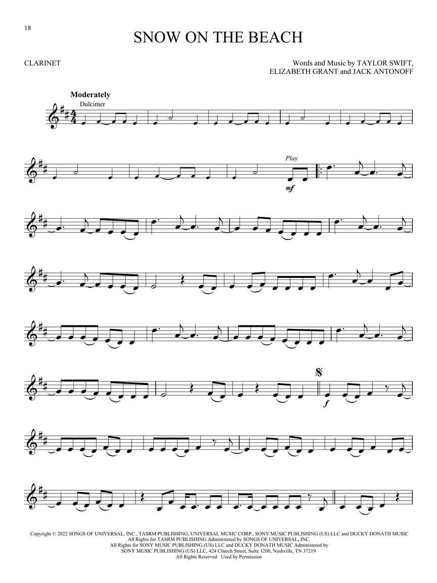 Taylor Swift: Selections from Midnights & The Tortured Poets Department - Clarinet