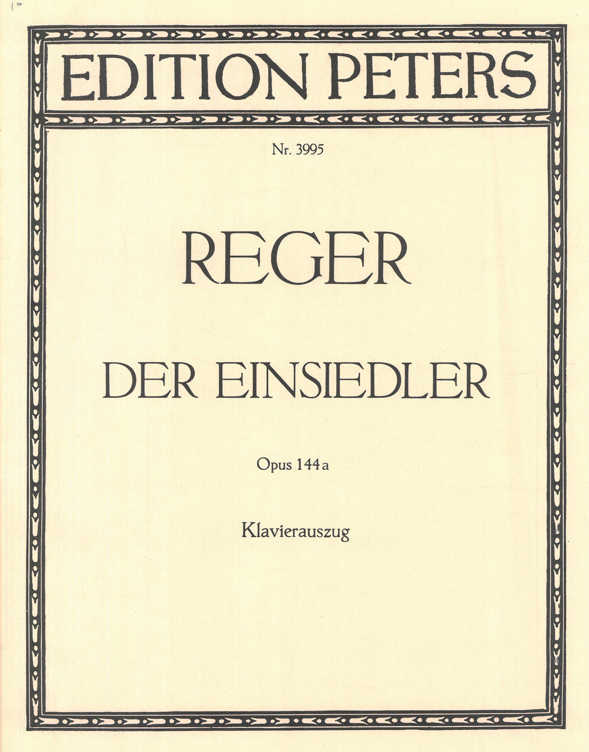 Reger: Der Einsiedler, Op. 144a