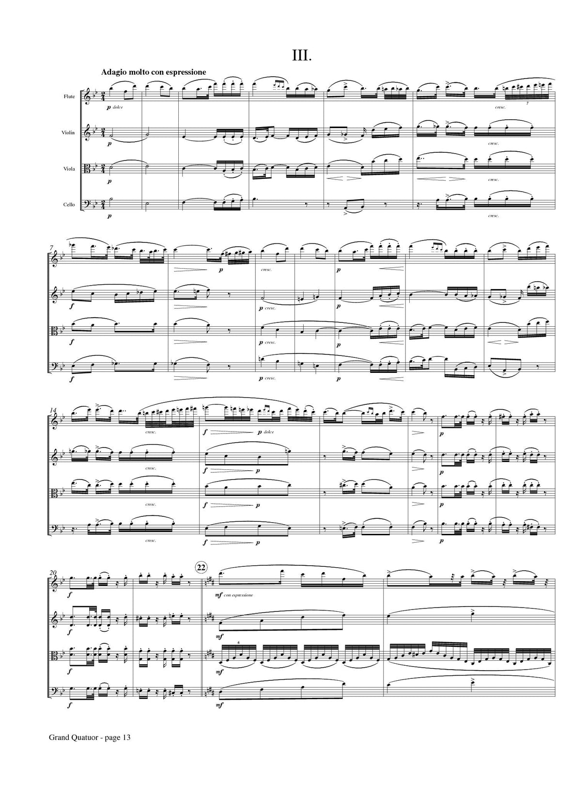 Kuhlau: Grand Quatour in D Minor, Op. 103 (arr. for flute & string trio)