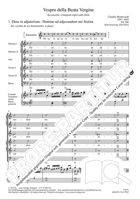 Monteverdi: Vespro della Beata Vergine, SV 206