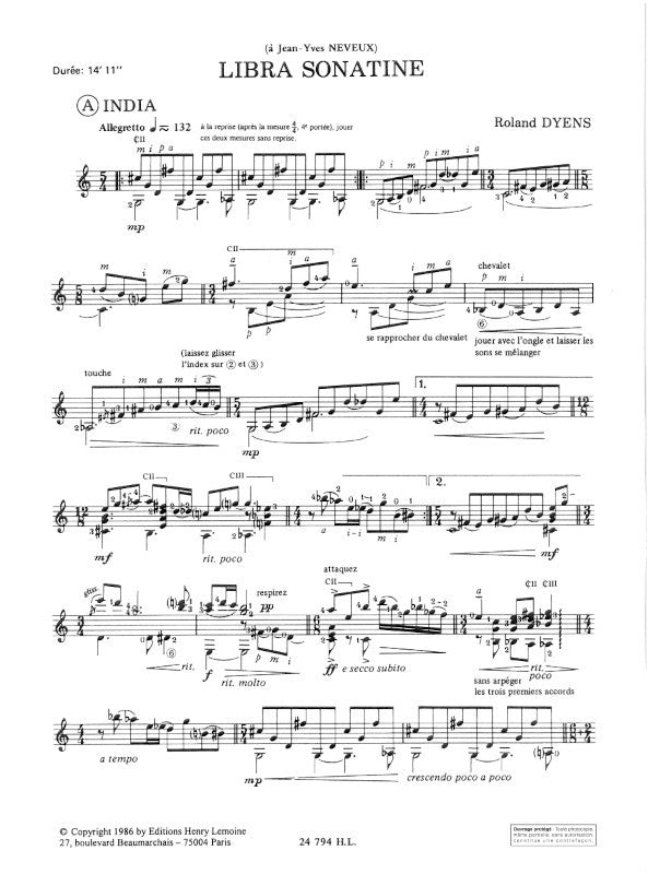 Sheet music composed by Roland Dyens (1955-2016) – Ficks Music