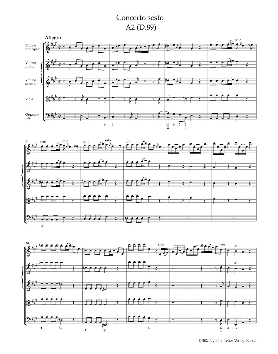 Tartini: Sei concerti, Op. 1 – Ficks Music