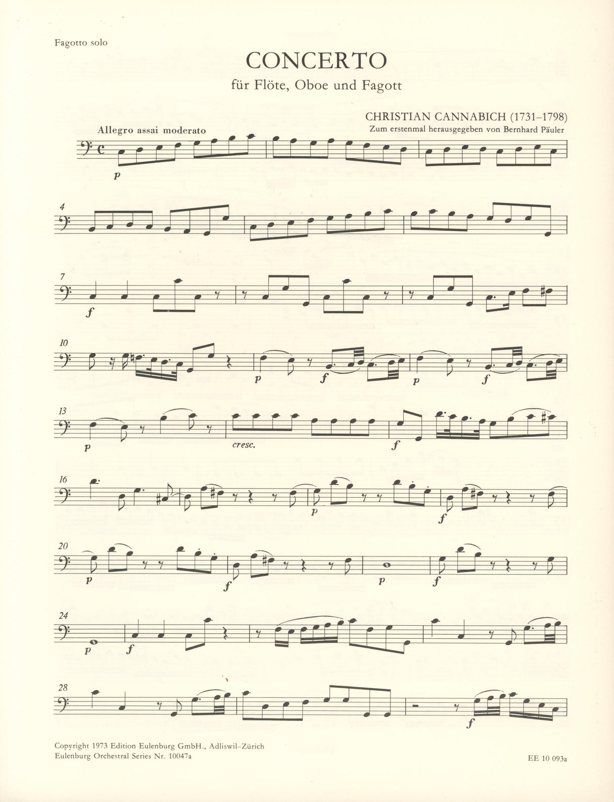 Cannabich: Concerto for Flute, Oboe and Bassoon