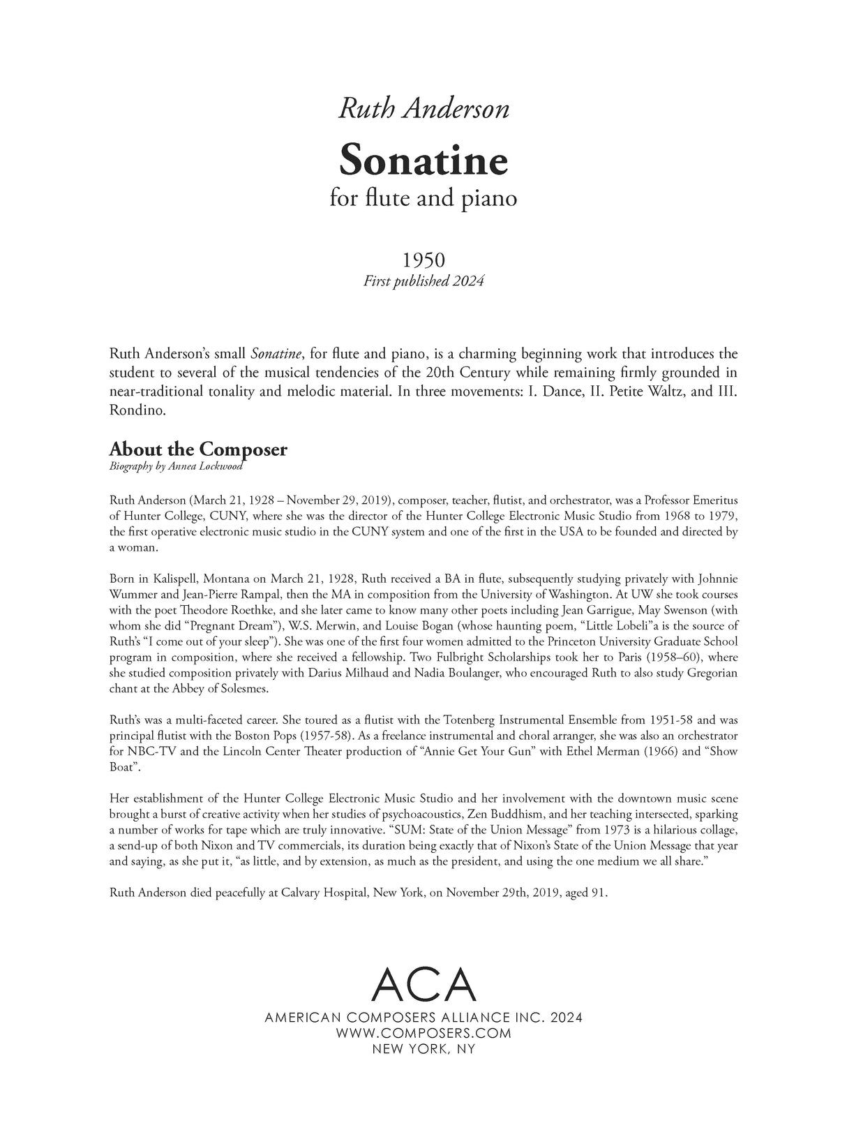 R. Anderson: Sonatine