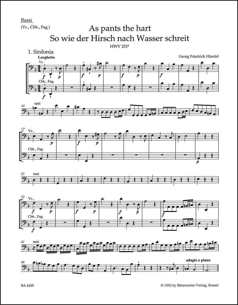 Handel: As pants the hart, HWV 251e