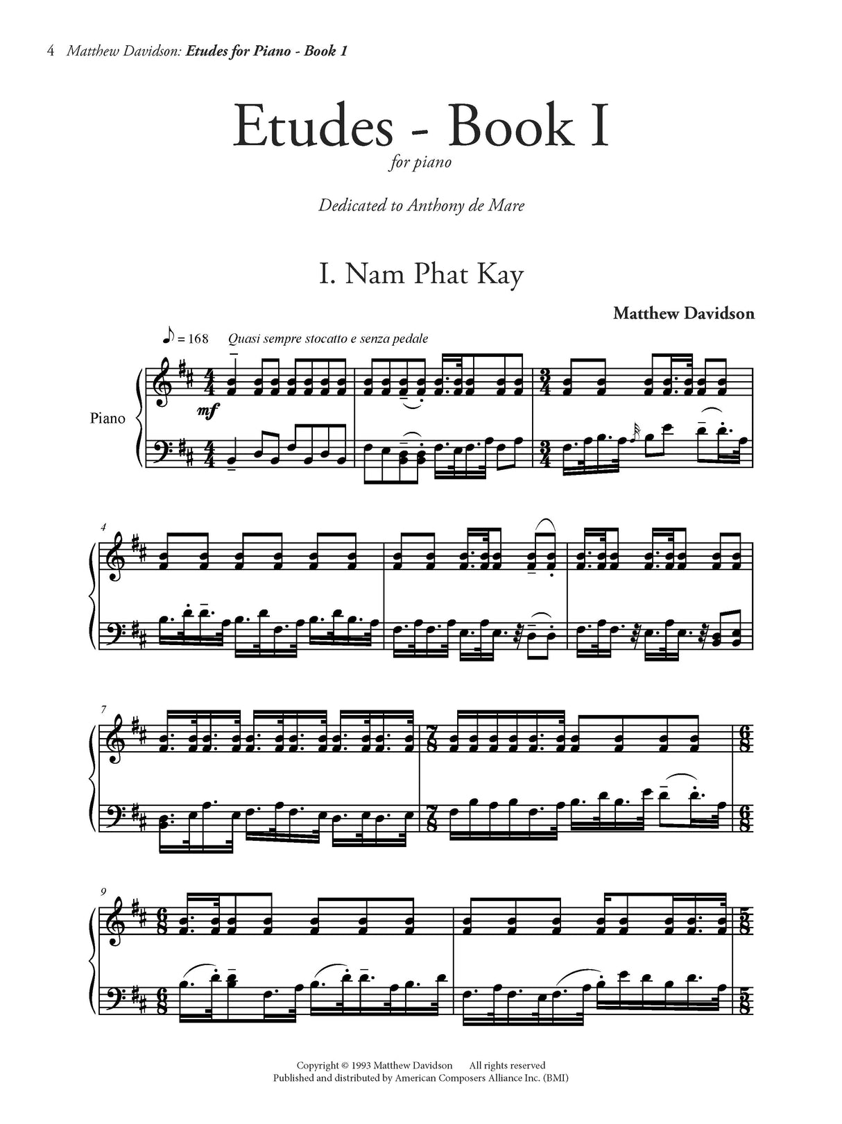 Davidson: Etudes for Piano Book I: A Cultural Odyssey