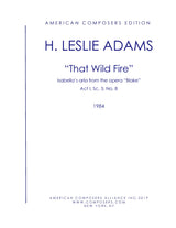 H.L. Adams: That Wild Fire (Isabella's Aria)