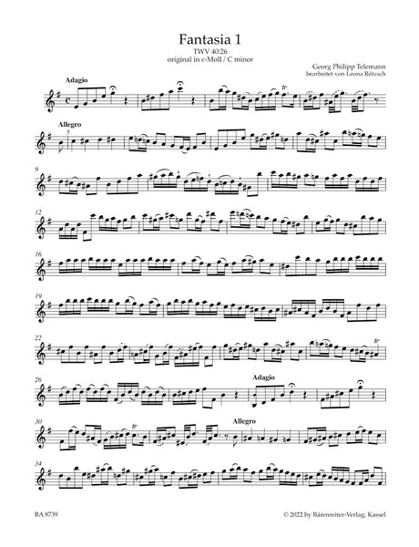 Telemann: 12 Fantasias without Bass, TWV 40:26–37 (arr. for flute)