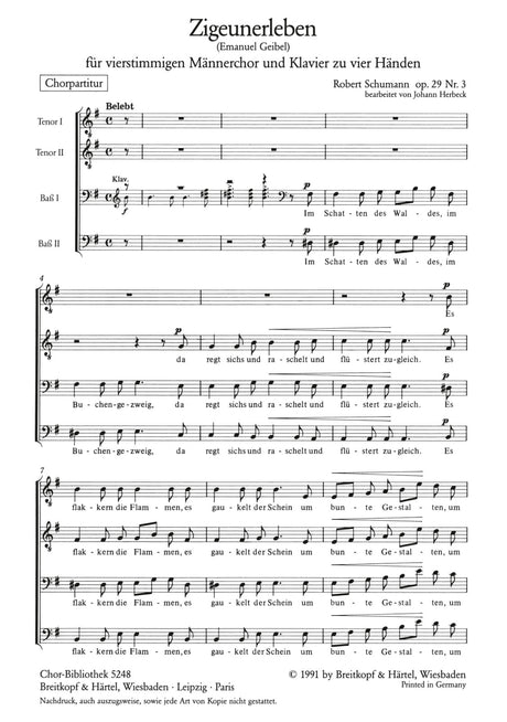 Schumann: Zigeunerleben, Op. 29, No. 3 (Version for TTBB Choir)