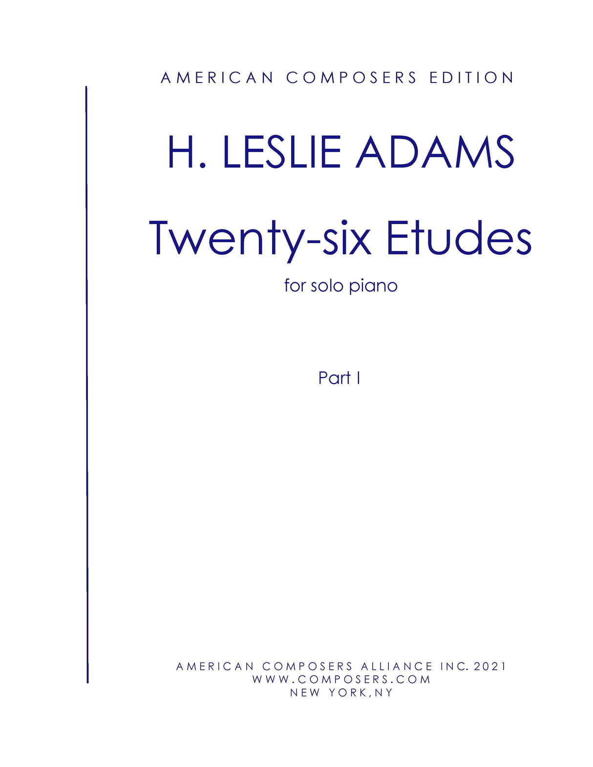 H.L. Adams: Etudes for Piano - Volume 1 (Nos. 1-12)
