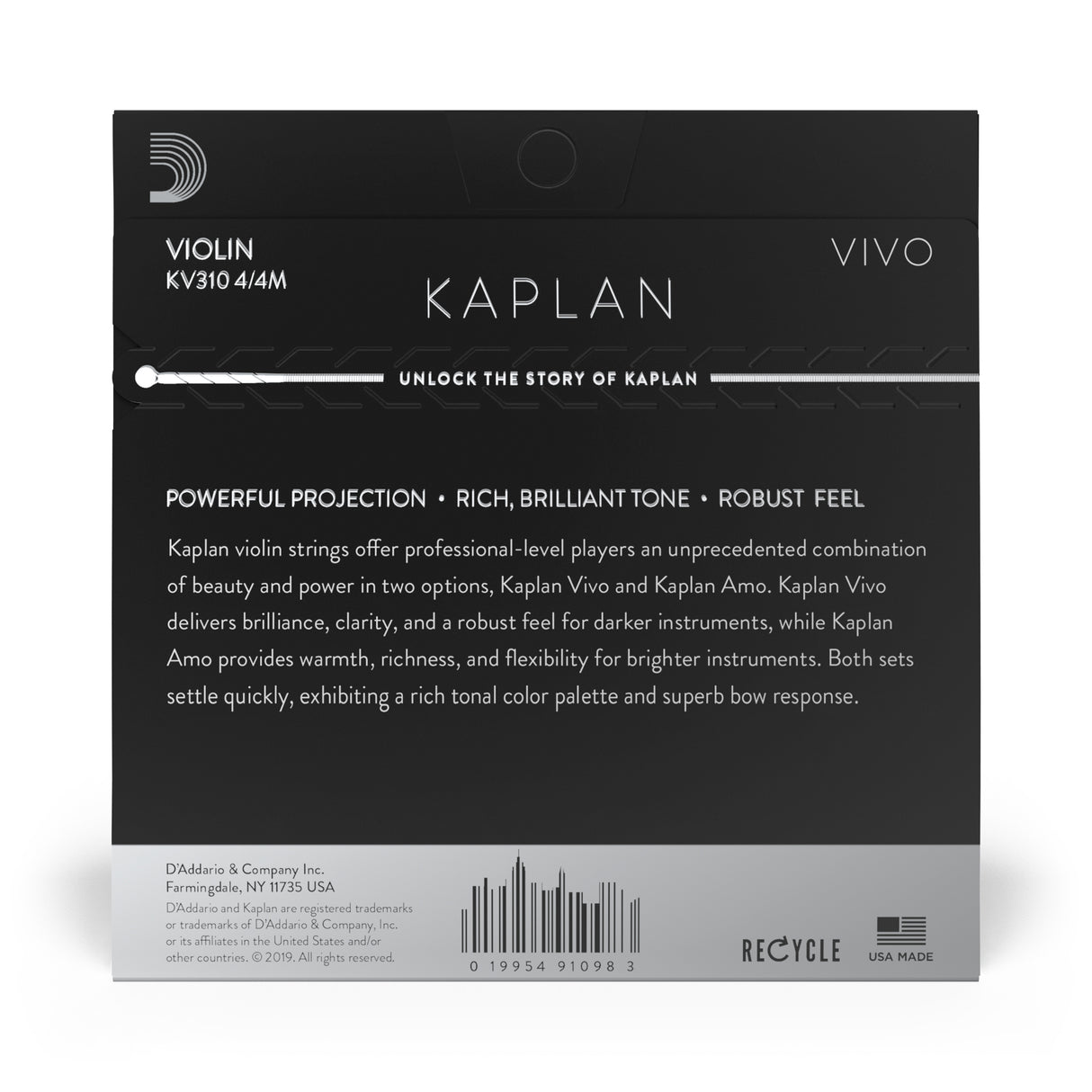 D'Addario Kaplan Vivo Violin String Set 4/4