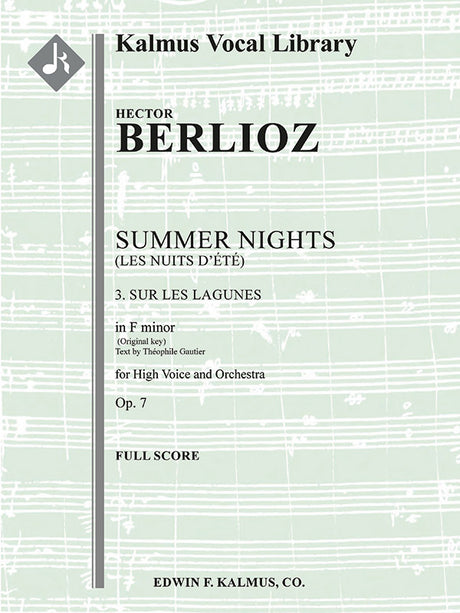 Berlioz: Sur les Lagunes, Op. 7, No. 3 (original key of in F Minor)