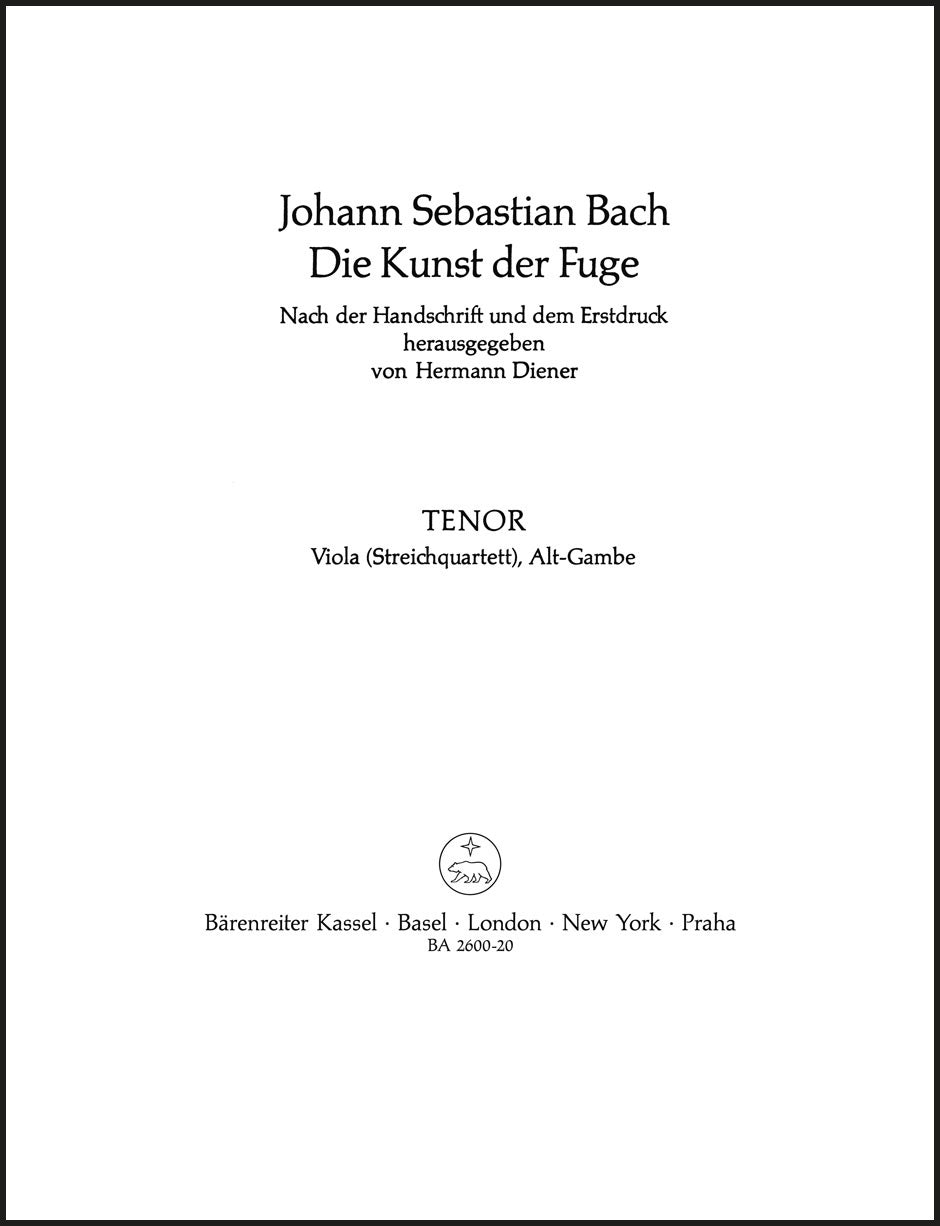 Bach: The Art of Fugue, BWV 1080 - string quartet version