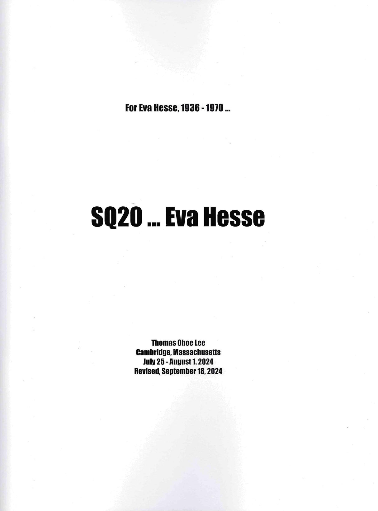 T.O. Lee: Sq20 … Eva Hesse