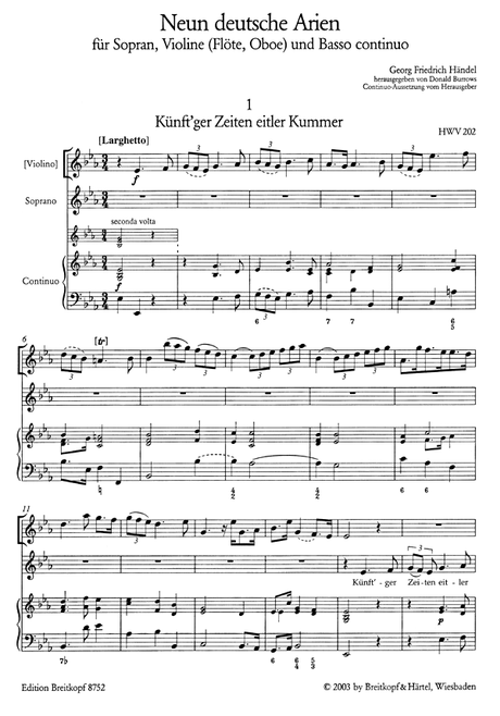 Handel: 9 German Arias, HWV 202-210