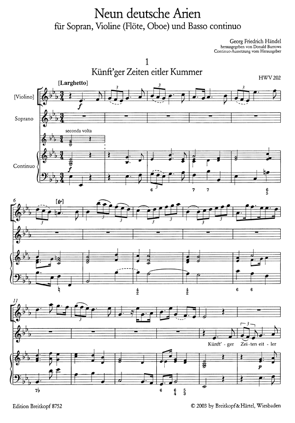 その他 HANDEL Nine German Arias Nine German Arias (HWV 202-210)